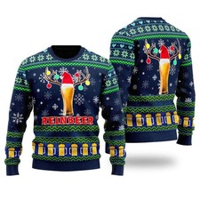 Funny Beer Lover Reindeer Christmas Ugly Sweater, Christmas Ugly