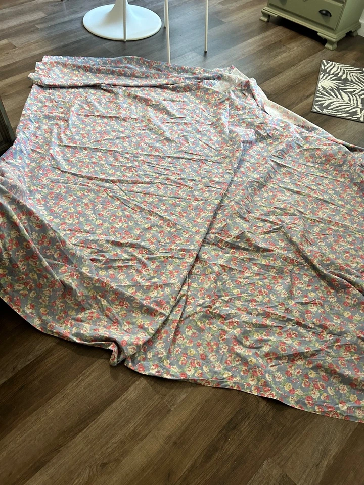 Ralph Lauren Home Hope Azul Rosa Rosas Floral Suave Algodón Sábana Plana King Foto 2 de 4