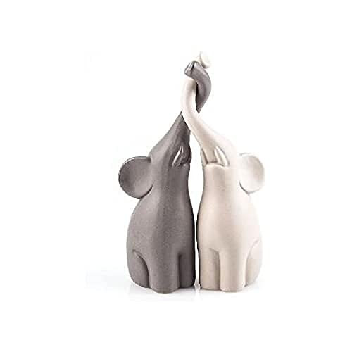 Pajoma 54837 Amoureux éléphants - Statuettes d'art contemporain en céramique mate 25,5 cm