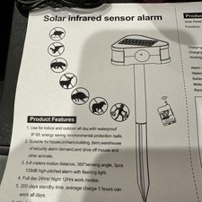 Set Of 2 Solar Infrared Sensor Alarms With Wireless Remotes New In Box