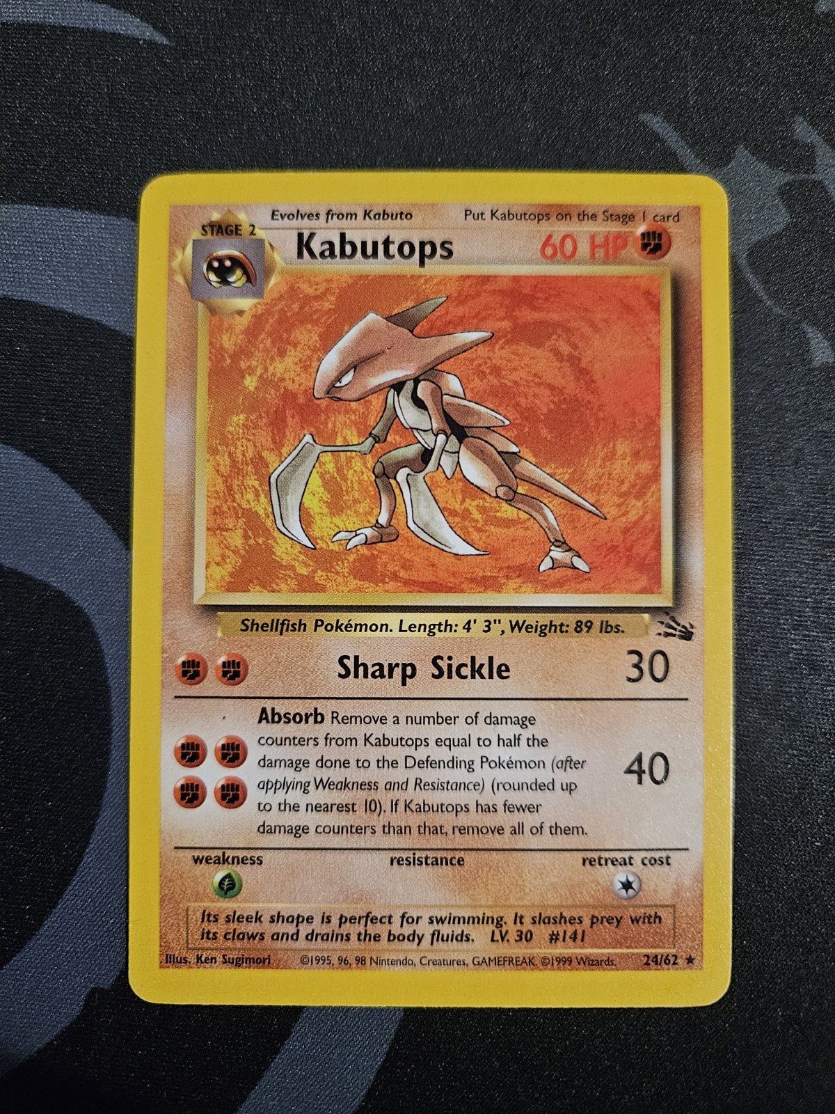 Kabutops 24/62 Fossil Unlimited Regular Rare NM