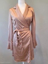 Guess Champagne Satin Wrap Dress Size Small. Mini Wedding Guest Cocktail