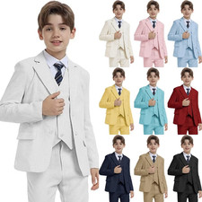 Boys's Suit 3 Piece Slim Fit Formal Suit Set Summer Wedding Suit Kids Tuxedo