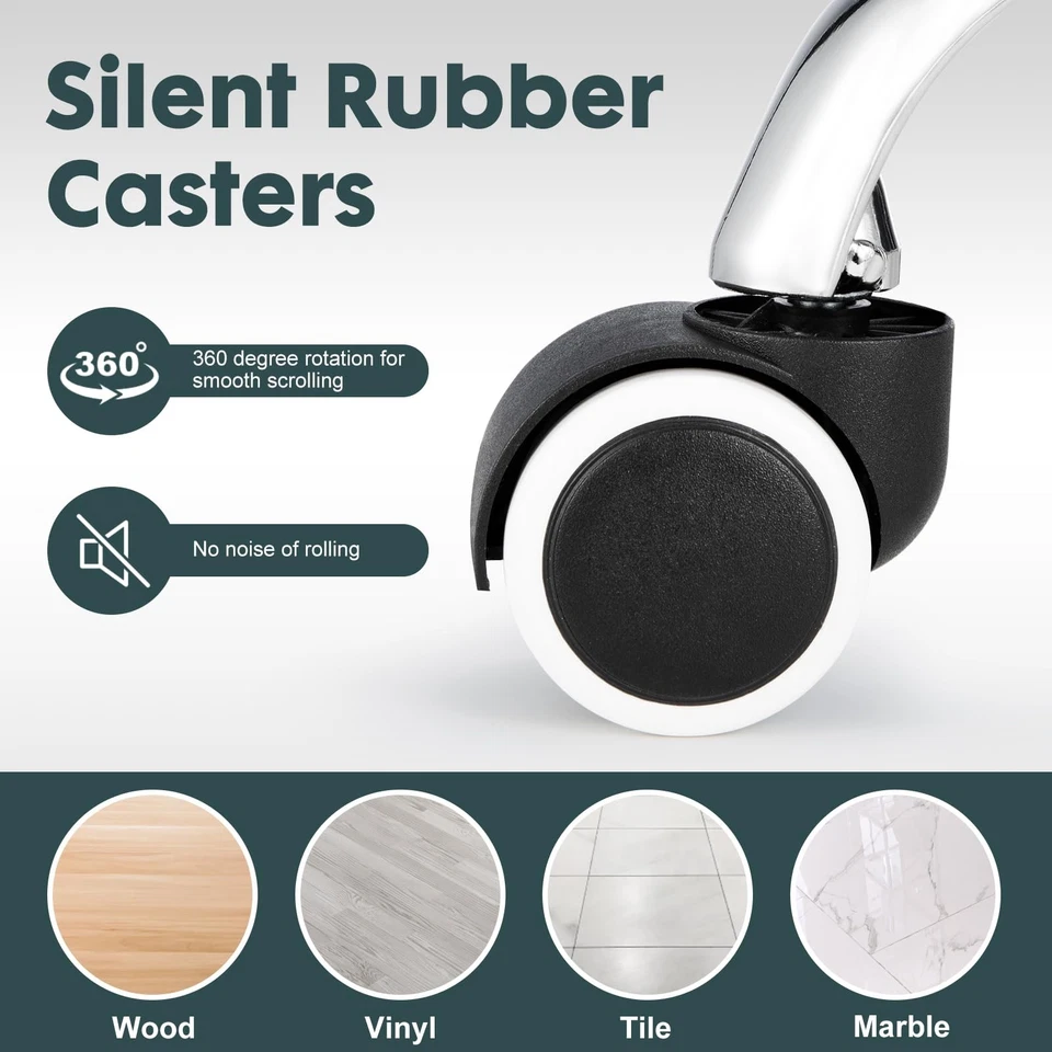 Height Adjustable Swivel Rolling Stool with Backrest and Wheels - Black - Image 3 of 4