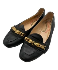 charlotte olympia                    Leopard Chain Leather Loafers black