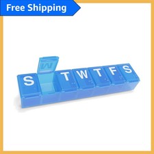 Compact 7-Day Pill Organizer in Blue - Perfect for Vitamins and Medications
