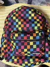 Yak Pak Rainbow Checkered Backpack Back To School Student Book Bag