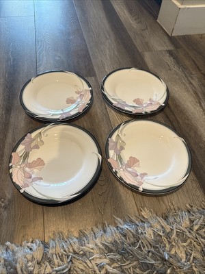 4 CAFE DU SOIR Noritake New Decade 8 3/8 inch Salad Plates Japan 9091