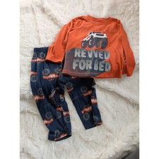Carter's Monster Truck Orange Long Sleeve Pajama Set Toddler Size 2T