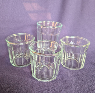 Vintage Luminarc 10-Panel Clear Working Glass Tumblers Set of 4 Made in France