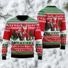 Santa Golf Ugly Christmas Sweater Men Women Holiday Pullover Funny Xmas Gift