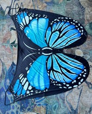 SHEIN Womens Butterfly Wings Blue Black S Halloween Costume Cape Festival