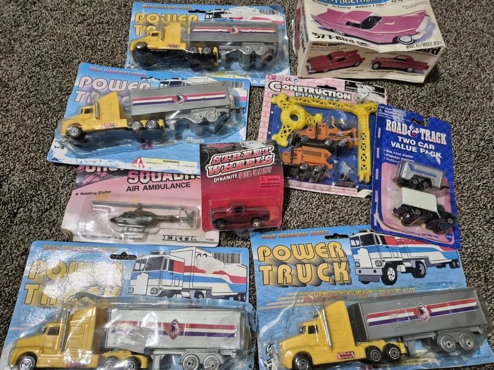 NOS VINTAGE TOYS,57 T-BIRD MODEL KIT,PLASTIC POWER TRUCK ,DIE CAST TOYS MIXED... - Image 2 of 4
