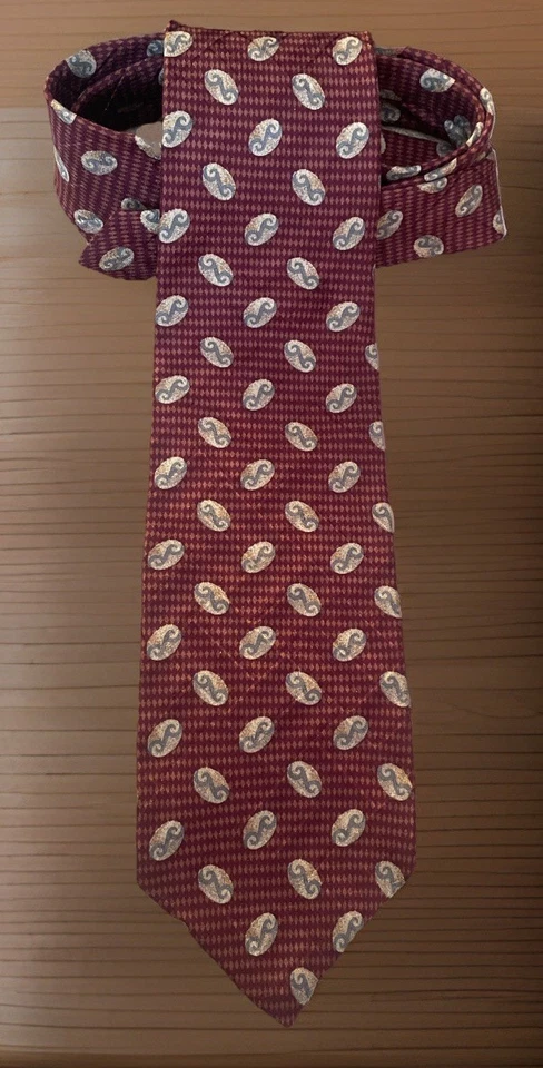 Corbata para hombre BUGATTI 100 % seda italiana diseñador geométrica borgoña/bronceado/gris Foto 3 de 4
