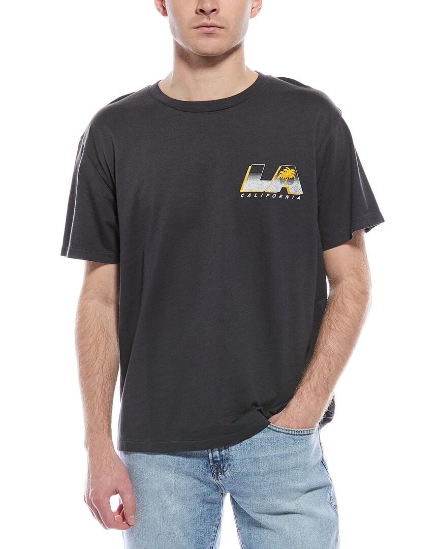 Мужская футболка с непринужденным винтажным принтом в рамку из джинсовой ткани 11490₽