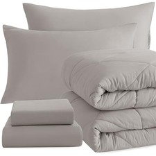 Twin Comforter Set with Sheets, 5 Pieces Soft and Twin 5 Pieces Smoke Grey