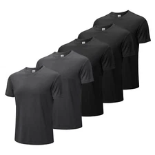 MEETYOO 5 Pack Summer Men Short Sleeve ComfortSoft Lightweight Polyester T Shirt