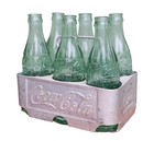 Coca Cola Acton Kansas Six Pack Bottle Holder With Six Vintage Glass Bottles — photo 1