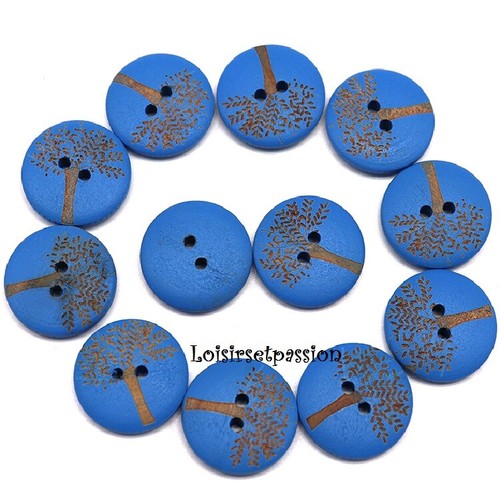 Lot de 6 - BOUTON BOIS ROND 2 trous, ARBRE de VIE, OLIVIER / ROSE * 20 mm * BB08 - Picture 8 of 8