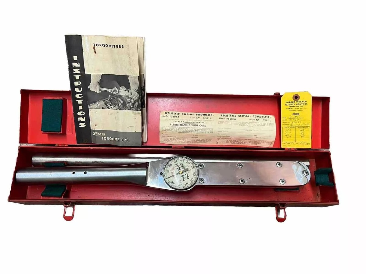 RARE- Vintage Snap-On Torqometer Model 602A 3/4” Drive 600 Ft Lbs