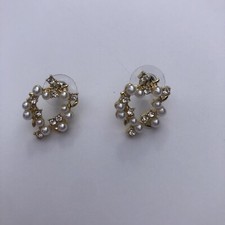 Pearl Gold Earrings Studs Bride Earrings White Pearls