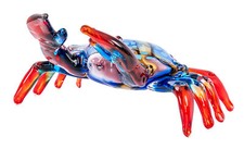 Krabbe Glasfigur 24x13cm Design Skulptur Krebs Handarbeit Glas Deko Unikat