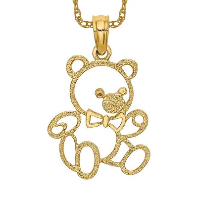 Golden Bear Necklace 14k Baby Chain 14K Solid Yellow Gold Gummy