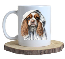 Cavalier King Charles With Towel Over Head 11oz White Mug  PERSONALISE FOR FREE 
