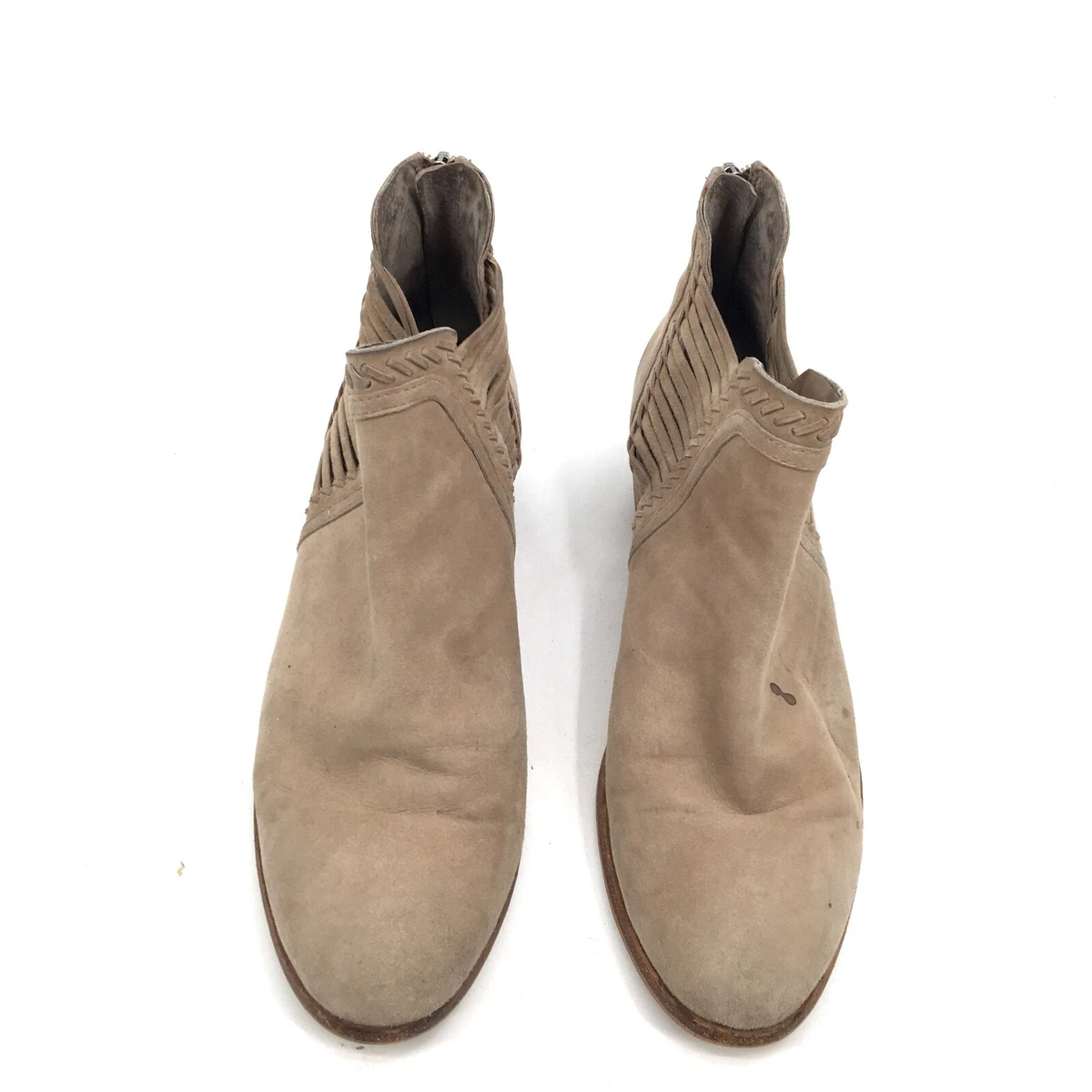 VINCE CAMUTO Suede Leather Zip Back Pippsy Ankle Booties Beige boho 11 43 women