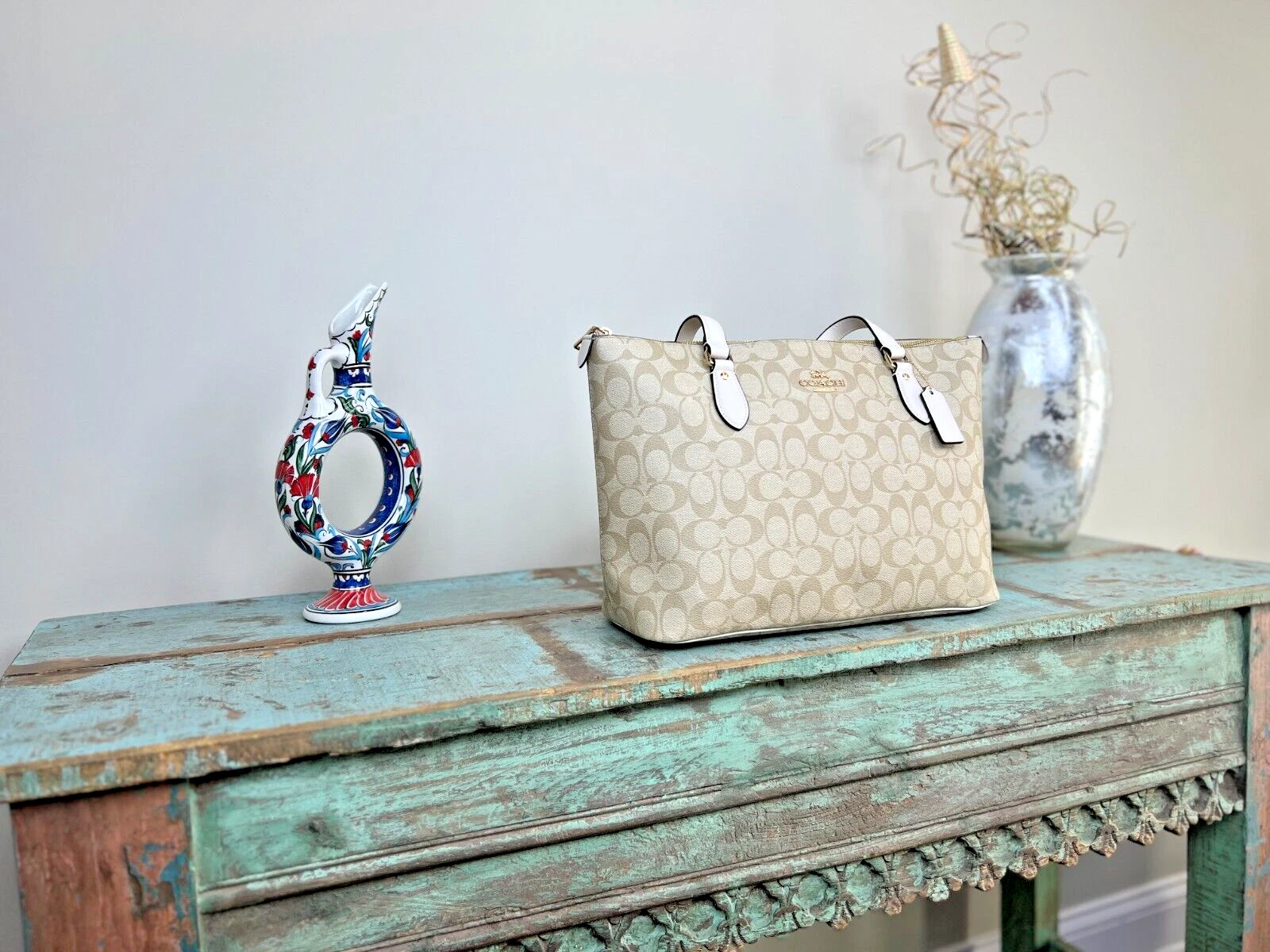 Borsa Coach Tote nuova con etichette oro gesso kaki chiaro NUOVA CON ETICHETTA CH504