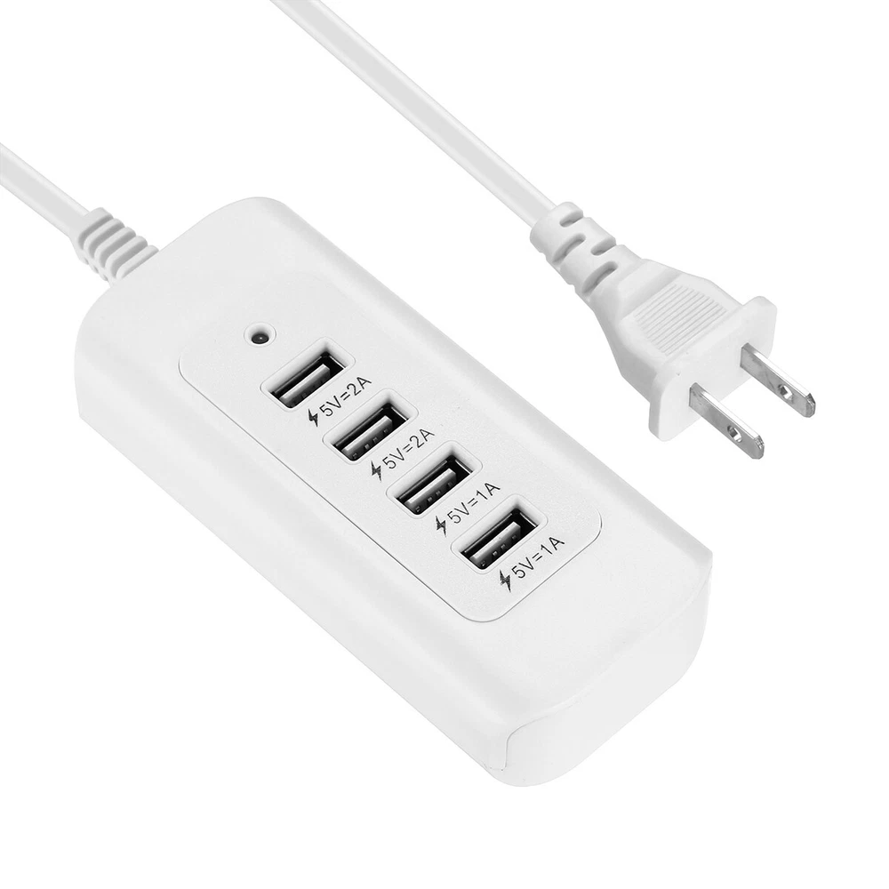 4 Multi-Port USB Hub Wall Charger Fast Charging Station for Desktop Cellphone US