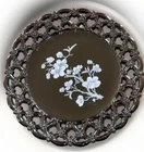 VTG Black Amethyst Depression Reticulated Lace Glass Plate 1940s Westmorland