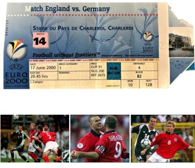 Match Ticket - ENGLAND vs GERMANY, Euro 2000, Charleroi, BELGIUM