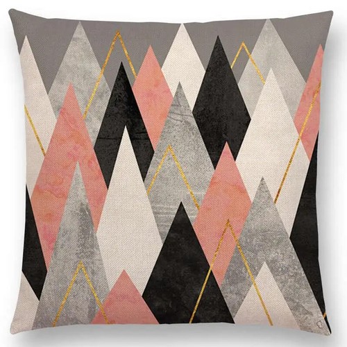 Sunrise And Moon Dreamy Peaks Colorful Mountains Abstract Triangle Cushion Cover - Picture 49 of 49