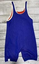 VAdult Matman Wrestling Company Tacoma Blue Red Singlet large Vintage