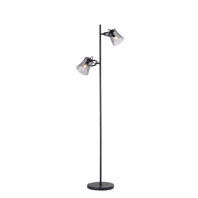 LED 2 flammige Stehlampe schwarz drehbar Fußschalter schlichtes Design