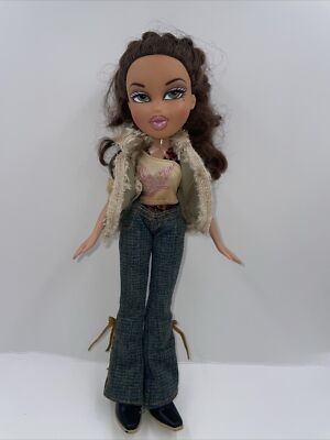 Bratz Yasmin Doll - 2001 Dressed in Jeans Tan Shirt and tan Vest. Black Boots