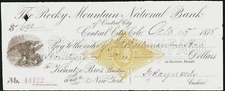 CO - CENTRAL CITY Colorado The Rocky Mountain National Bank  check  Oct. 19 1878