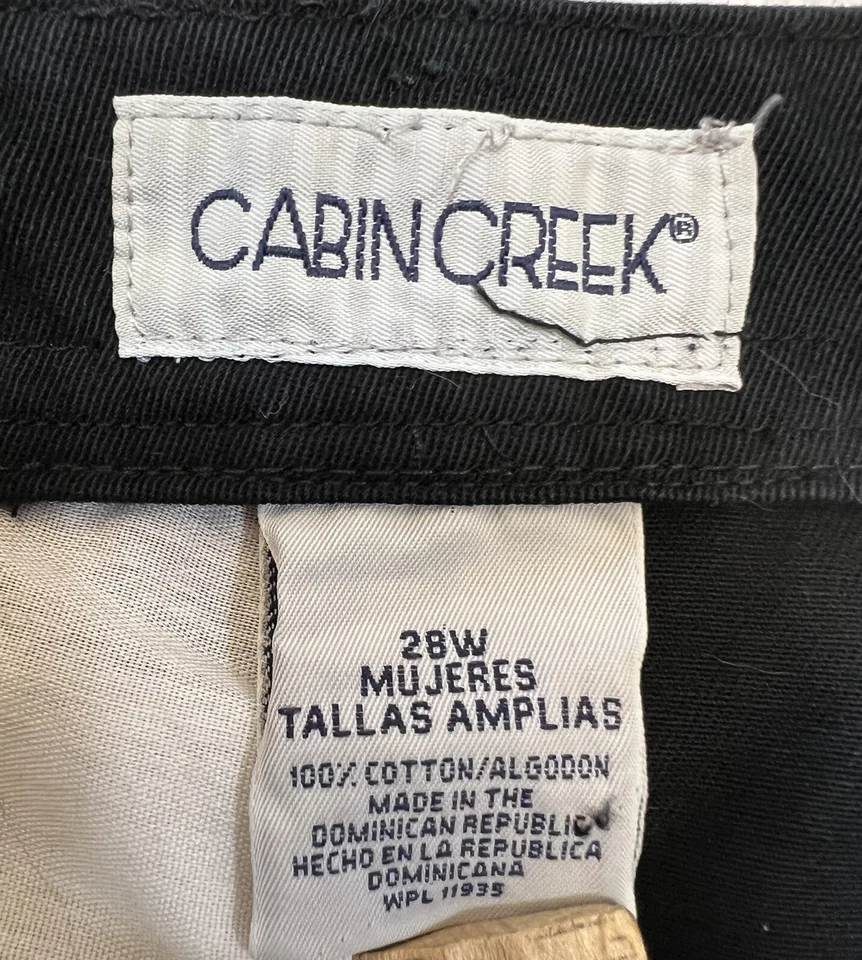 Pantalones de trabajo informales plisados chinos Cabin Creek para mujer talla 28W negros 100 % algodón 42x29 Foto 3 de 4