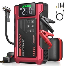 5000A Car Jump Starter Power Bank With Air Compressor LED Battery Booster + Case