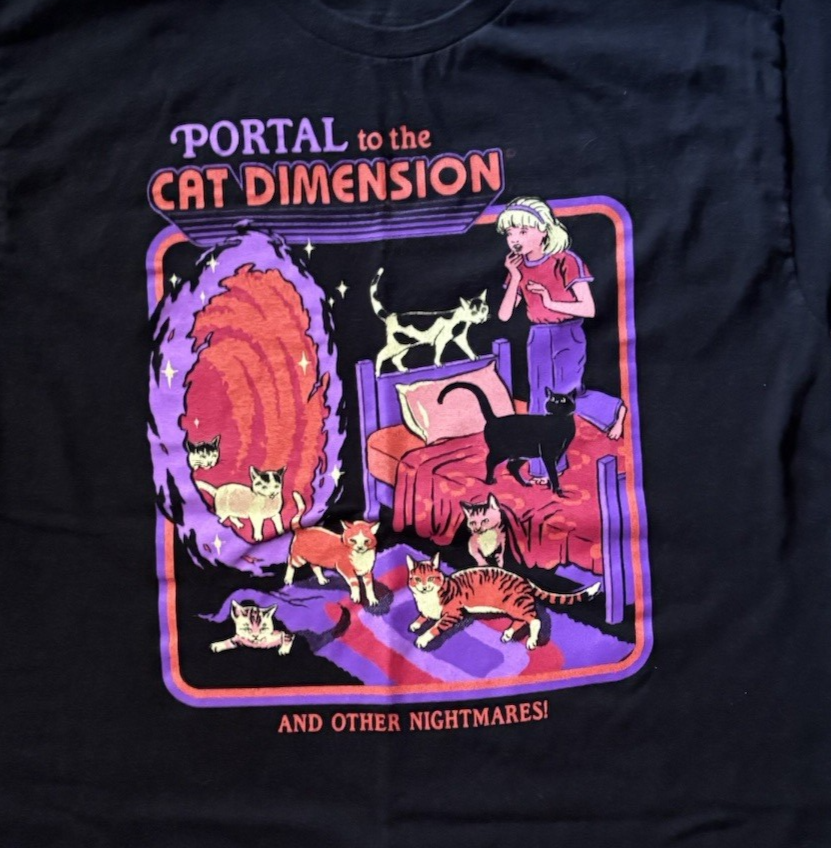 ALTRA Portal to the Cat Dimension Maglietta Nera Altri Incubi Steven Rhodes Uomo L