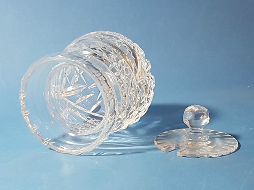 Vintage Collectable Cut Glass Sugar Jam Bowl Pot with Glass Top - Picture 4 of 5