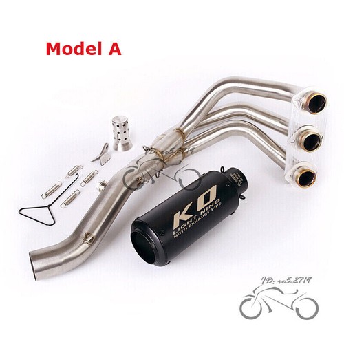 For Yamaha MT-09 Tracer 900 Full System Exhaust Tips Black Tail Front Link Pipe - Picture 7 of 10