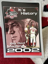 CINCINNATI REDS Two 2002 OFFICIAL SCORECARD Jose Rijo + Sparky Anderson