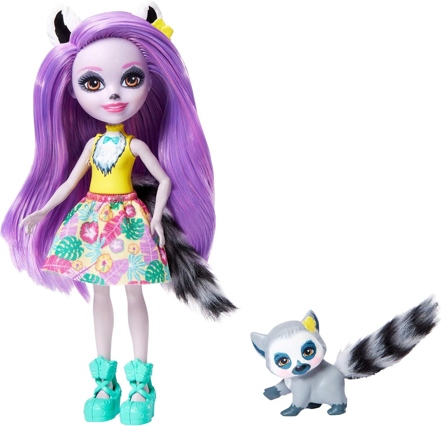 Mattel Enchantimals Larissa Lemur Doll 6"" with Ringlet Animal Figure GFN44