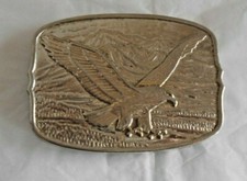 Eagle 1 7/8" Belt Buckle Silvertone 150817 on Back