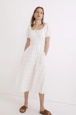 Madewell Womens Sophia Midi Dress Pockets Lined White Size XXS *New w/ Defects*