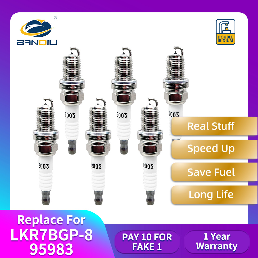 6pc Double-Iridium Spark Plug Replace For NGK LKR7BGP-8 95983 Longest Life