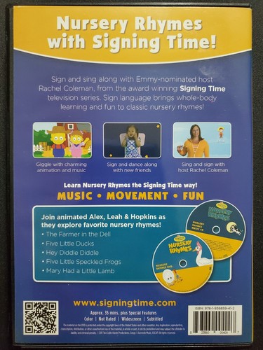 Signing Time: Nursery Rhymes (DVD/CD 2017) Rachel Coleman *SIGNED COVER* ASL OOP - Picture 3 of 3