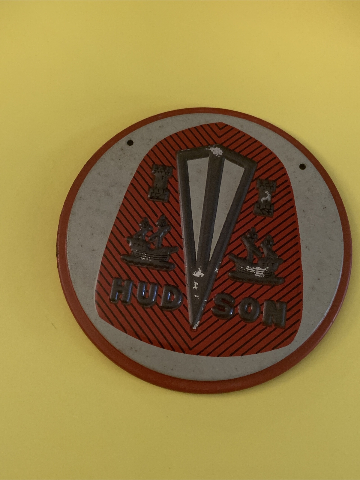 1940s Vintage License plate Topper Vintage Hudson Wheaties GREAT COND